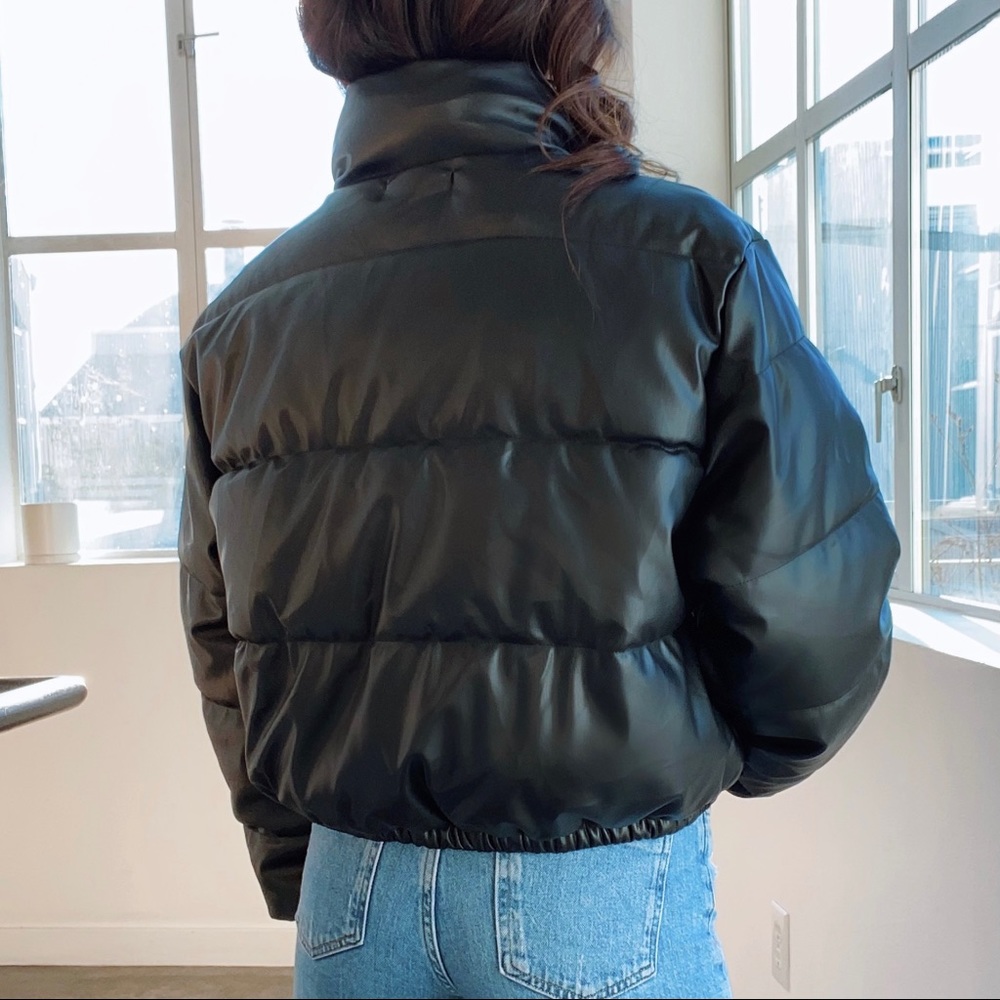 Leather Puffer Jacket - Picture 4 of 9